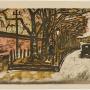 In Front of the British Embassy 10/1/1929 by Koshiro Onchi Japanese 1891-1955; woodcut on paper. (c) Carnegie Museum of Art, Pittsburgh. Bequest of Dr. James B. Austin, 89.28.853.3