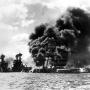 Sunken battleships at Pearl Harbor. Image by U.S. Navy, uploaded by Cobatfor [Public domain], via Wikimedia Commons