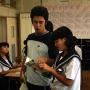 First year junior high school students practice English conversation. Photo by JL, (c) ASC