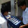 Junior high school students carry crates of milk to class for lunch. Photo by JL, (c) ASC